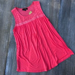 Suzanne Betro Eyelet Yoke Tunic Roomy  Flowy M